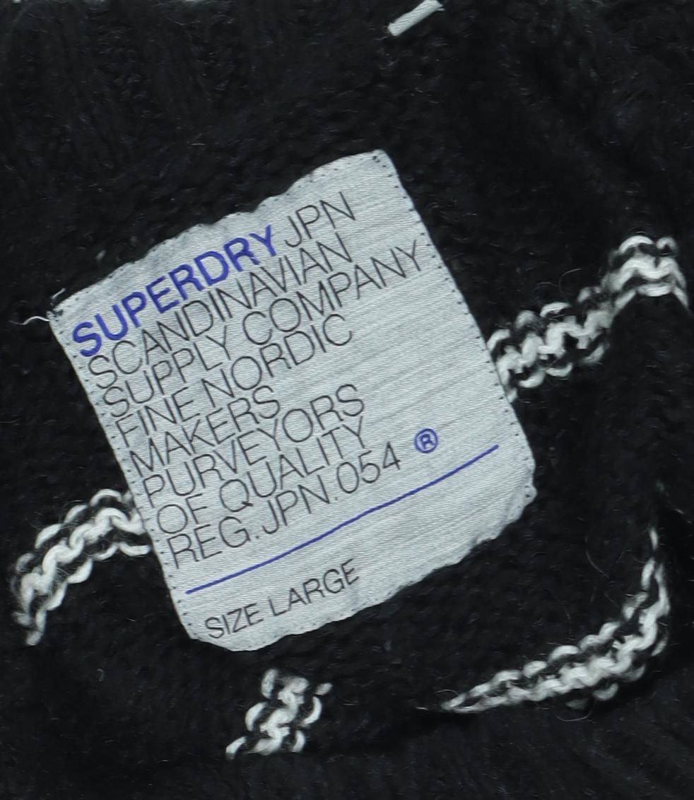 Superdry Women's Black Striped Pullover Jumper L
