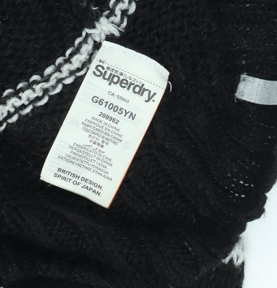 Superdry Women's Black Striped Pullover Jumper L