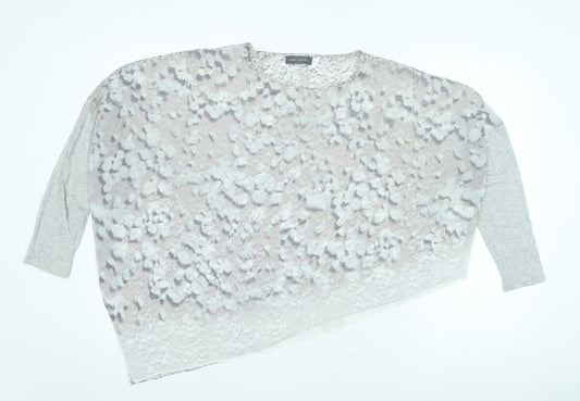 Mint Velvet Women's Grey Abstract Cropped Blouse, Medium