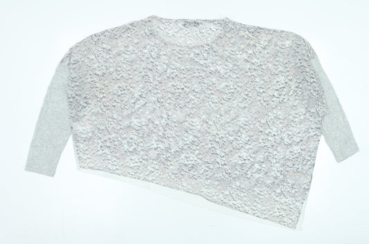 Mint Velvet Women's Grey Abstract Cropped Blouse, Medium