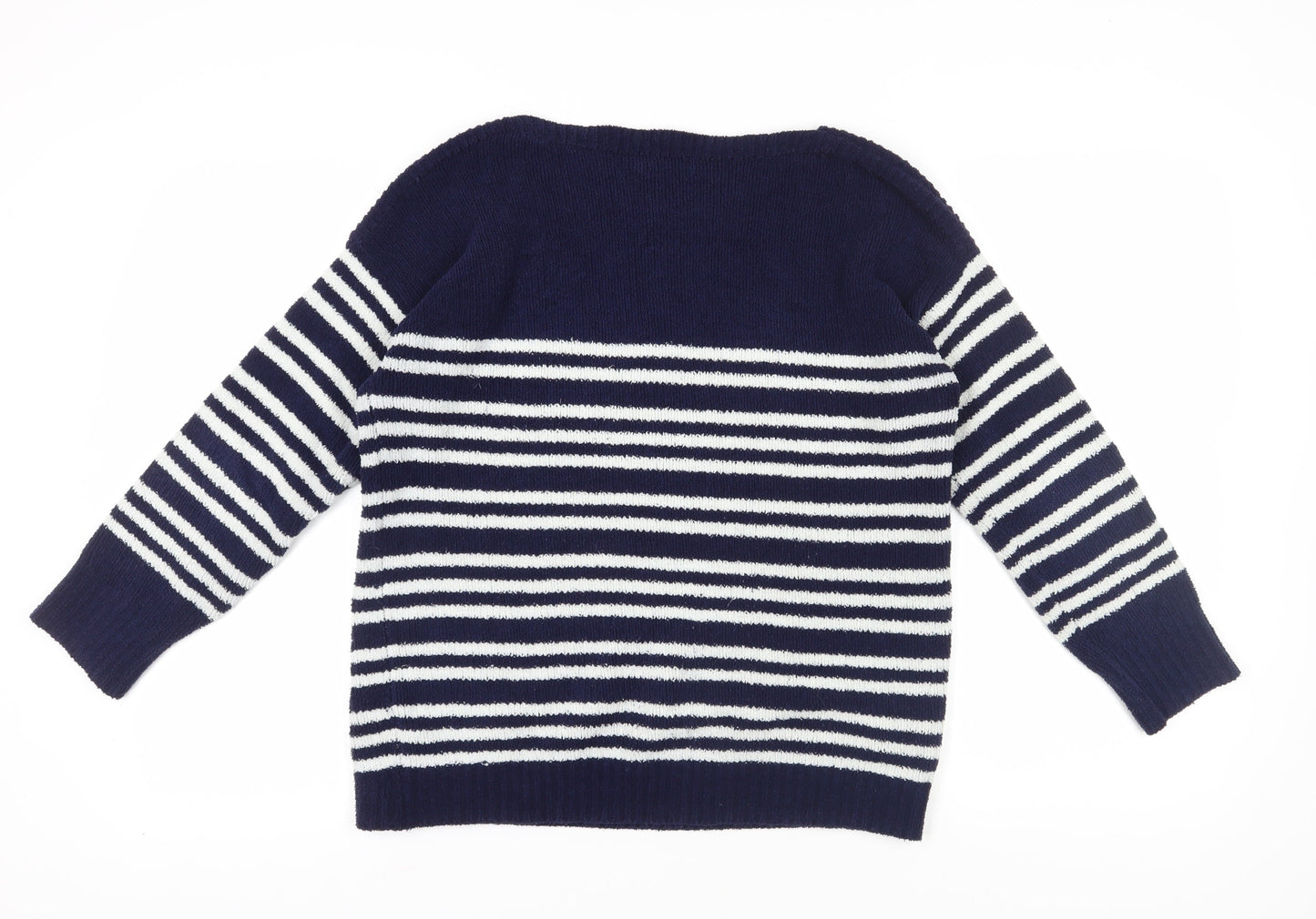 M&Co Women's Navy Striped Pullover Jumper Size 16