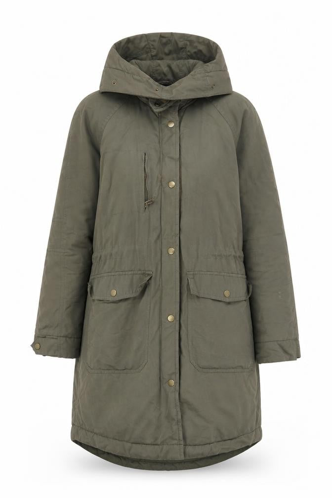 H&M Women's Green Parka Coat S - Hooded & Padded