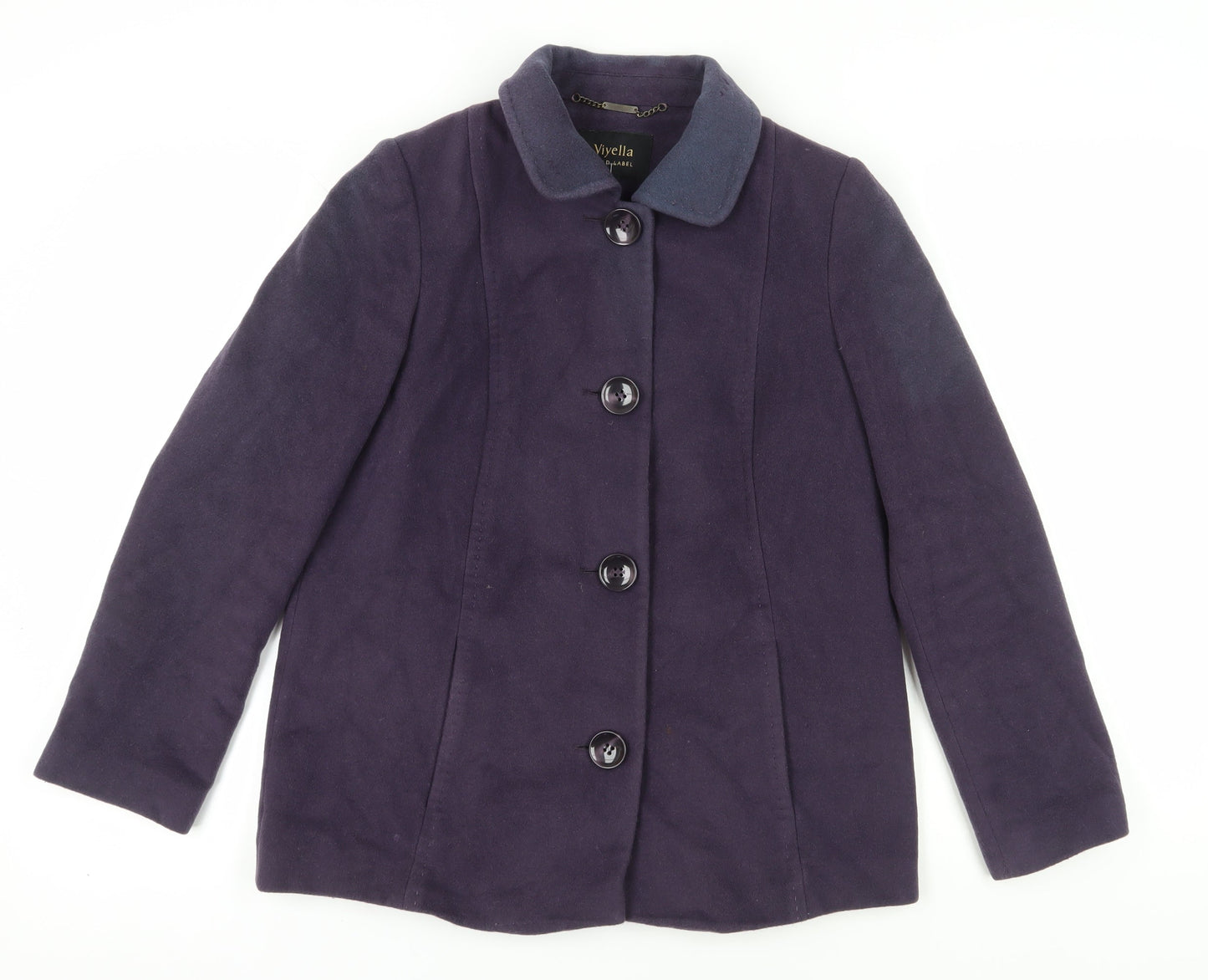 Viyella Women's Purple Wool Blend Coat, Size 8, Classic Style