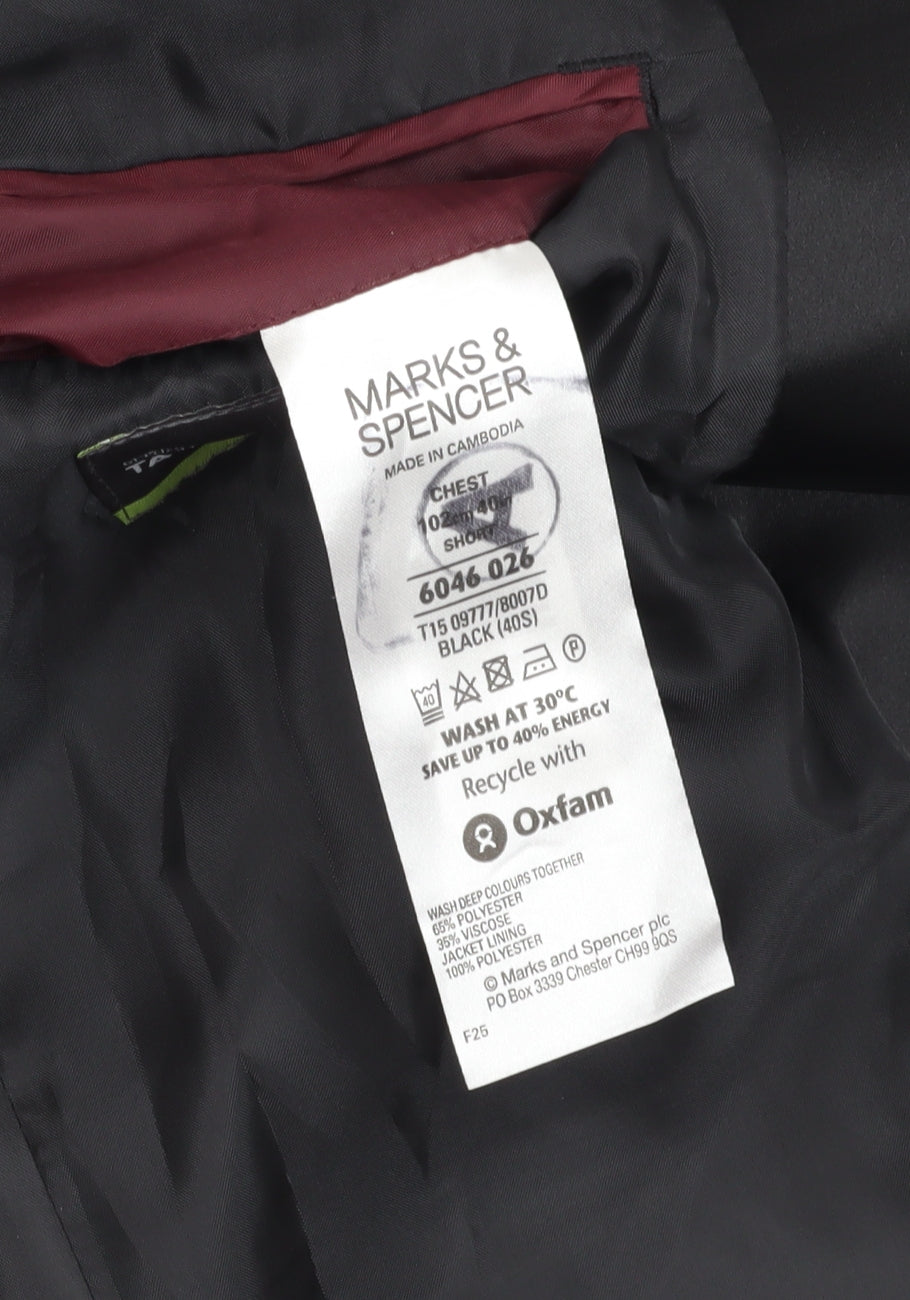 Marks and Spencer Men's Black Blazer 40S Formal
