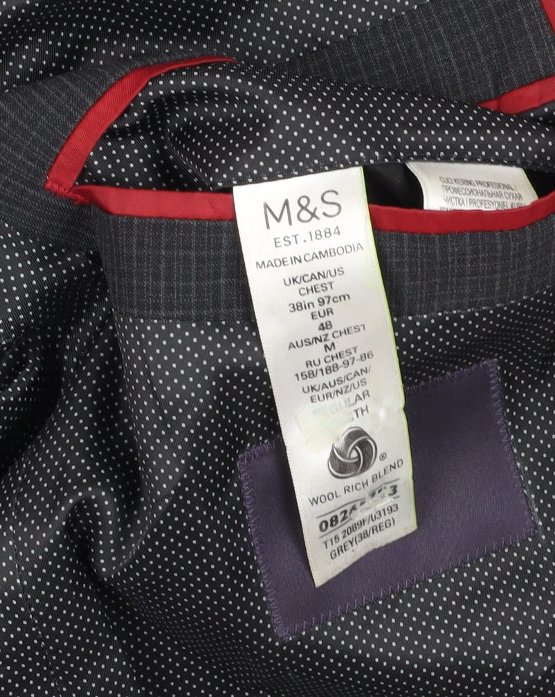 Marks and Spencer Men's Slim Fit Grey Blazer Size 38