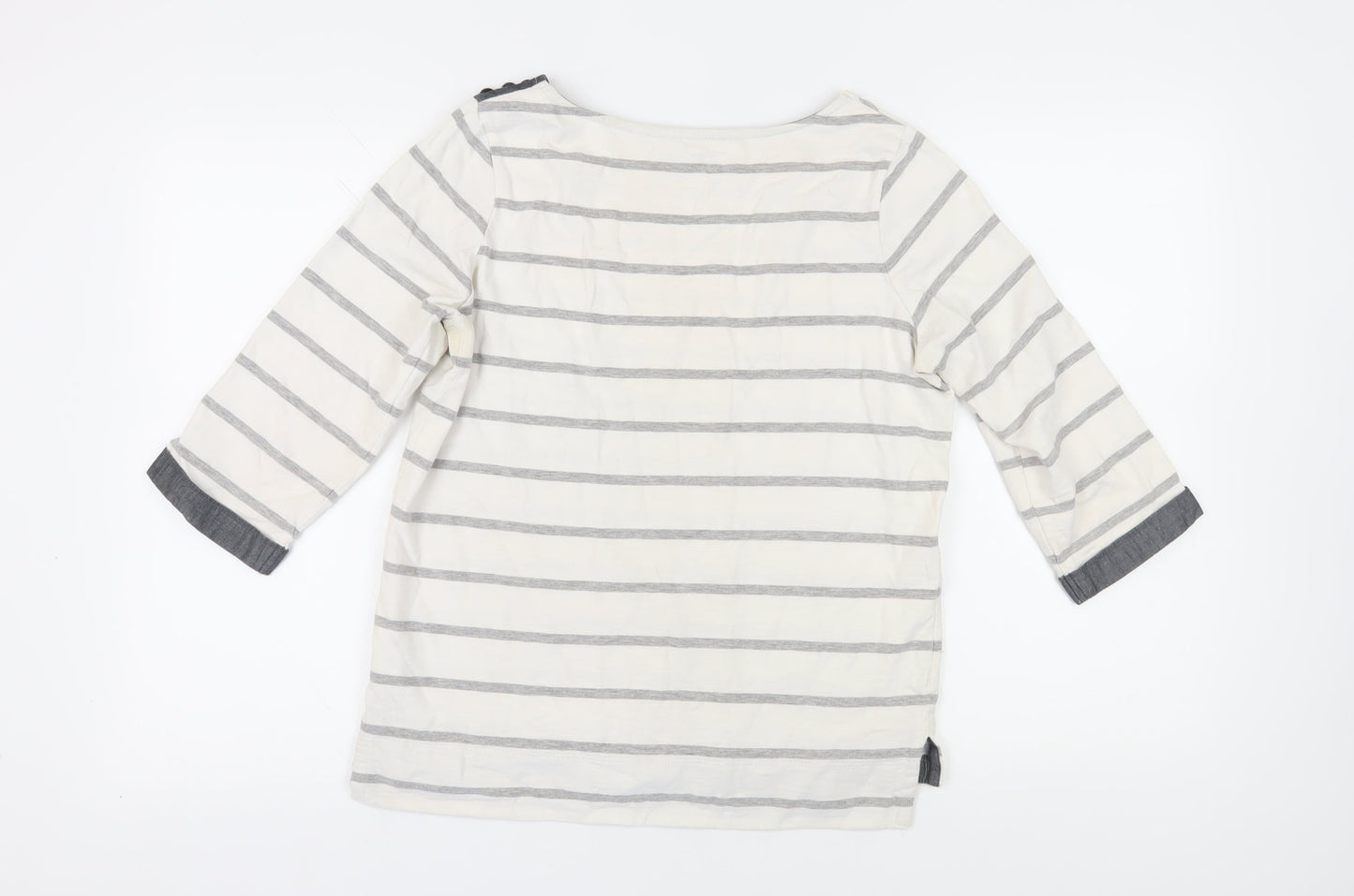 Next Women's Ivory Striped Blouse Size 12 Elegant Boat Neck