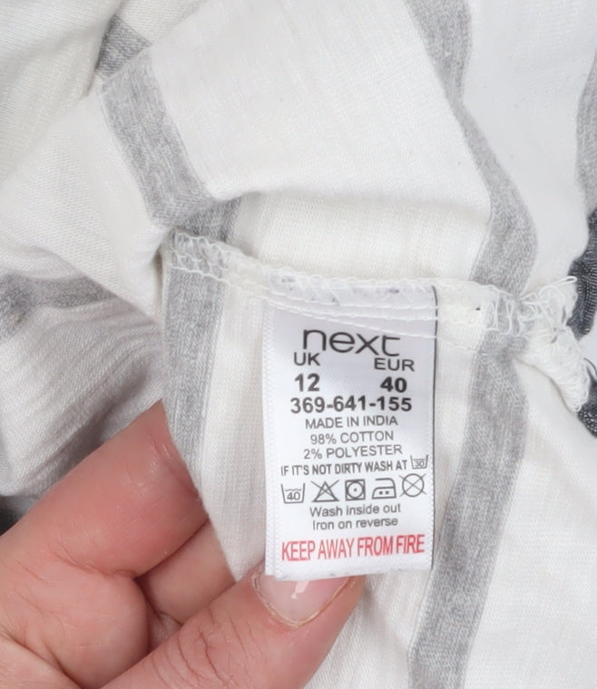Next Women's Ivory Striped Blouse Size 12 Elegant Boat Neck