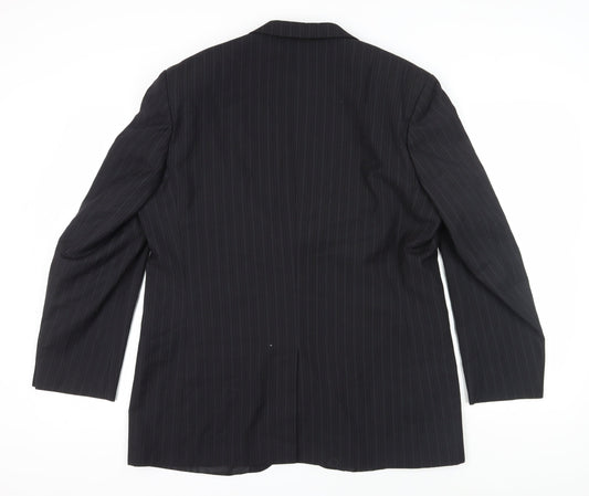 Burton Men's Black Pinstripe Blazer, Size 44R, Regular Fit