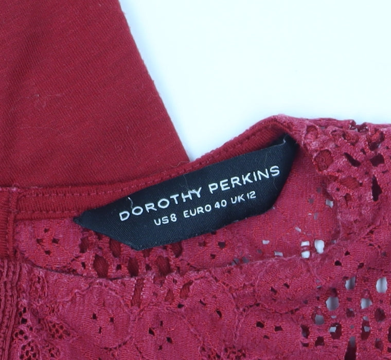 Dorothy Perkins Red Lace Blouse, Size 12, Women's