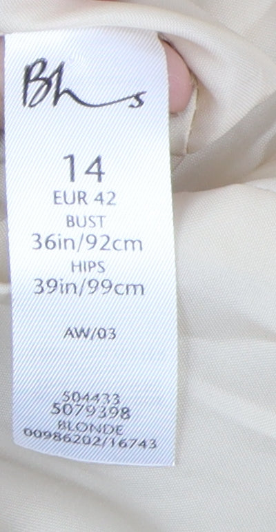 BHS Women's Beige Wool Blend Pea Coat Size 14