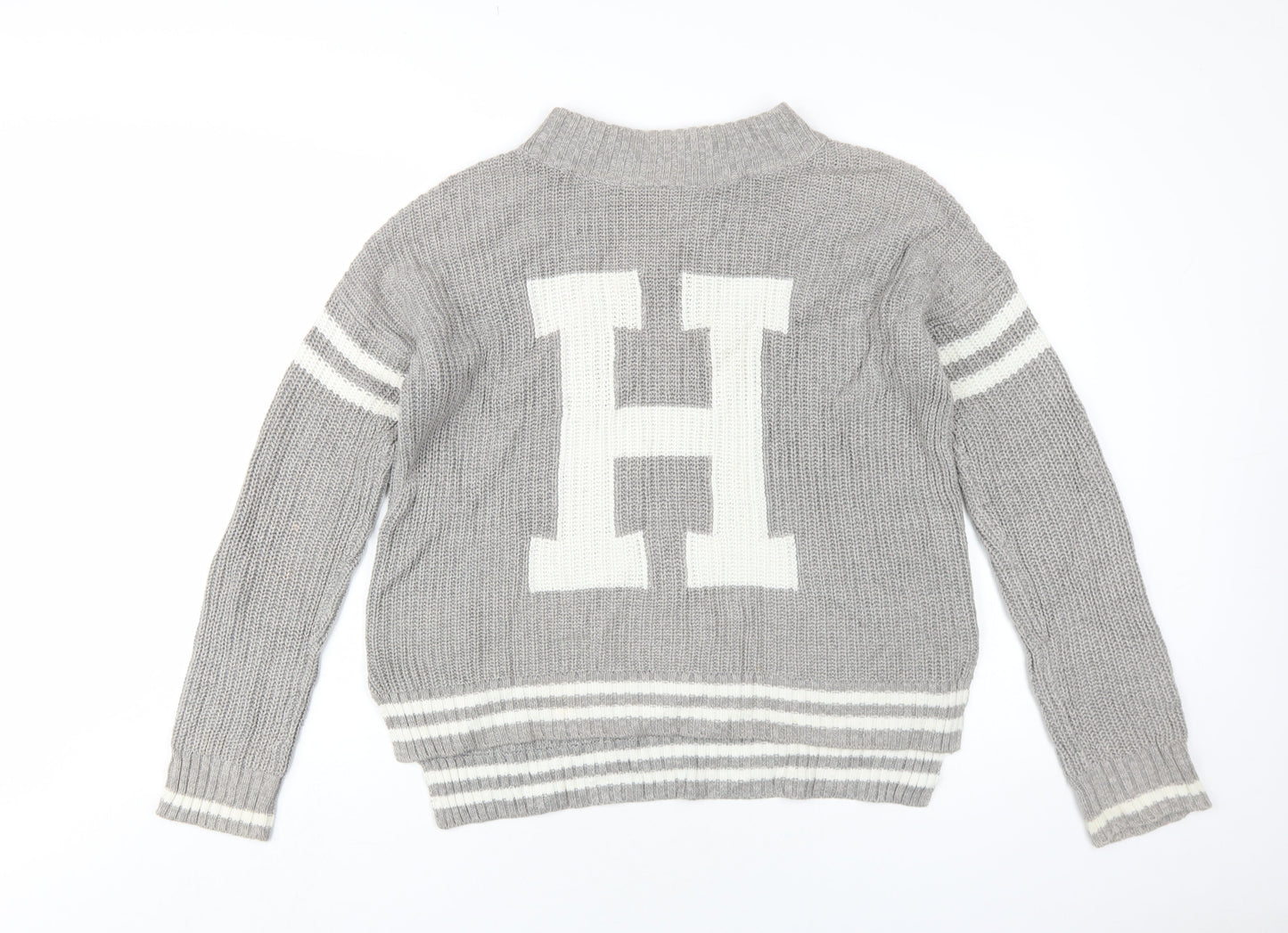 Hollister Women's Grey Mock Neck Knit Pullover Jumper M