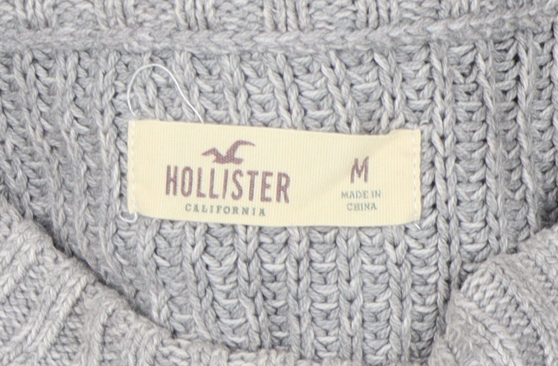 Hollister Women's Grey Mock Neck Knit Pullover Jumper M