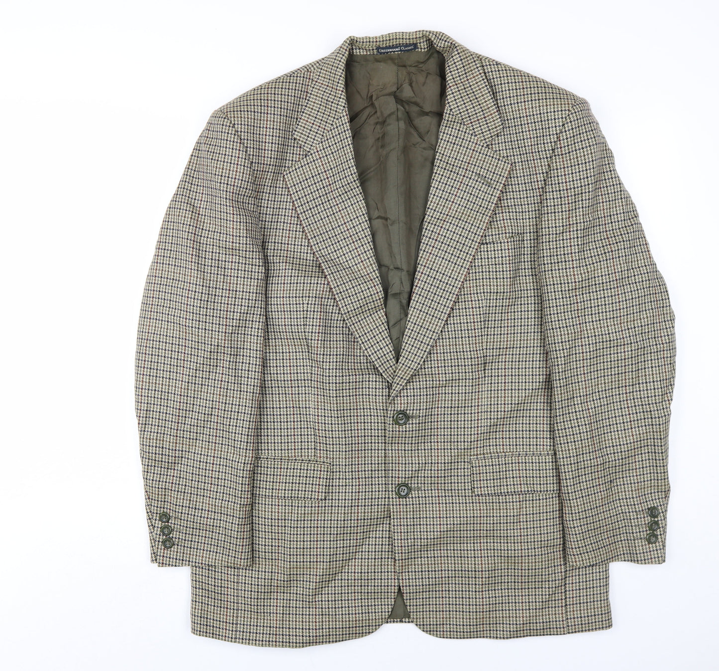 Greenwoods Classic Men's Brown Check Blazer, Size 40, Wool