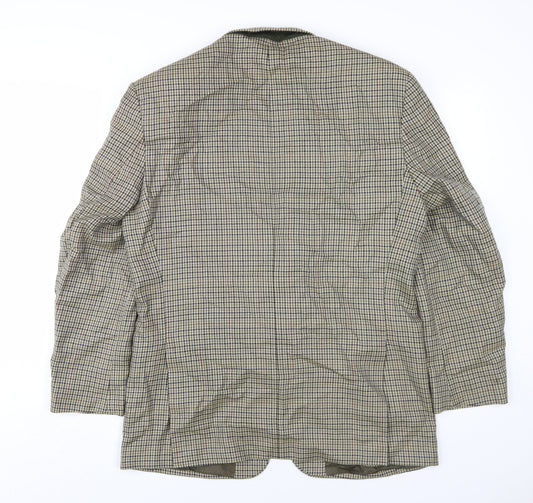 Greenwoods Classic Men's Brown Check Blazer, Size 40, Wool