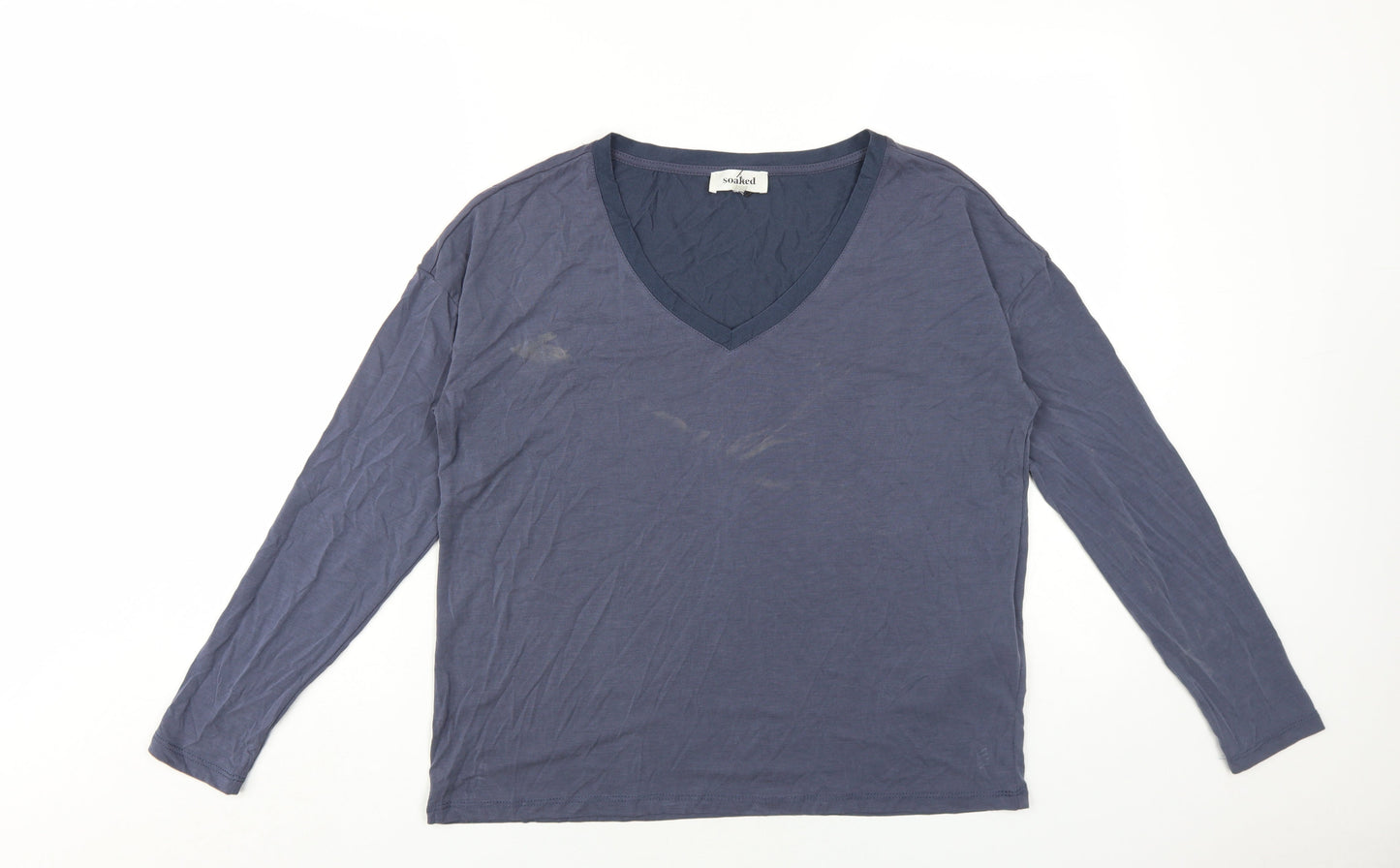 Soaked Women's Blue Long Sleeve V-Neck Top Size L