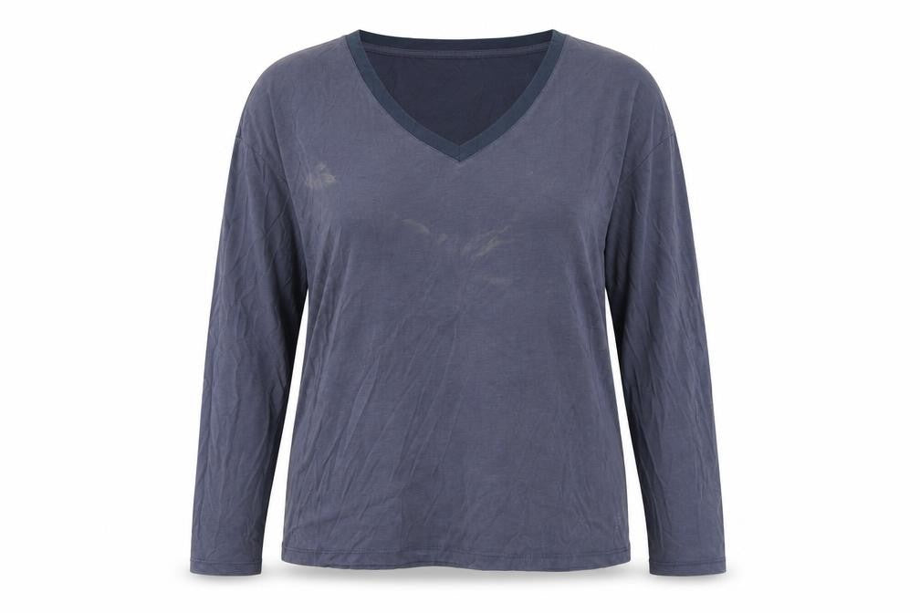Soaked Women's Blue Long Sleeve V-Neck Top Size L