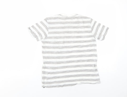 Benetton Boys Grey Striped T-Shirt, Size 10-11 Years, Cotton