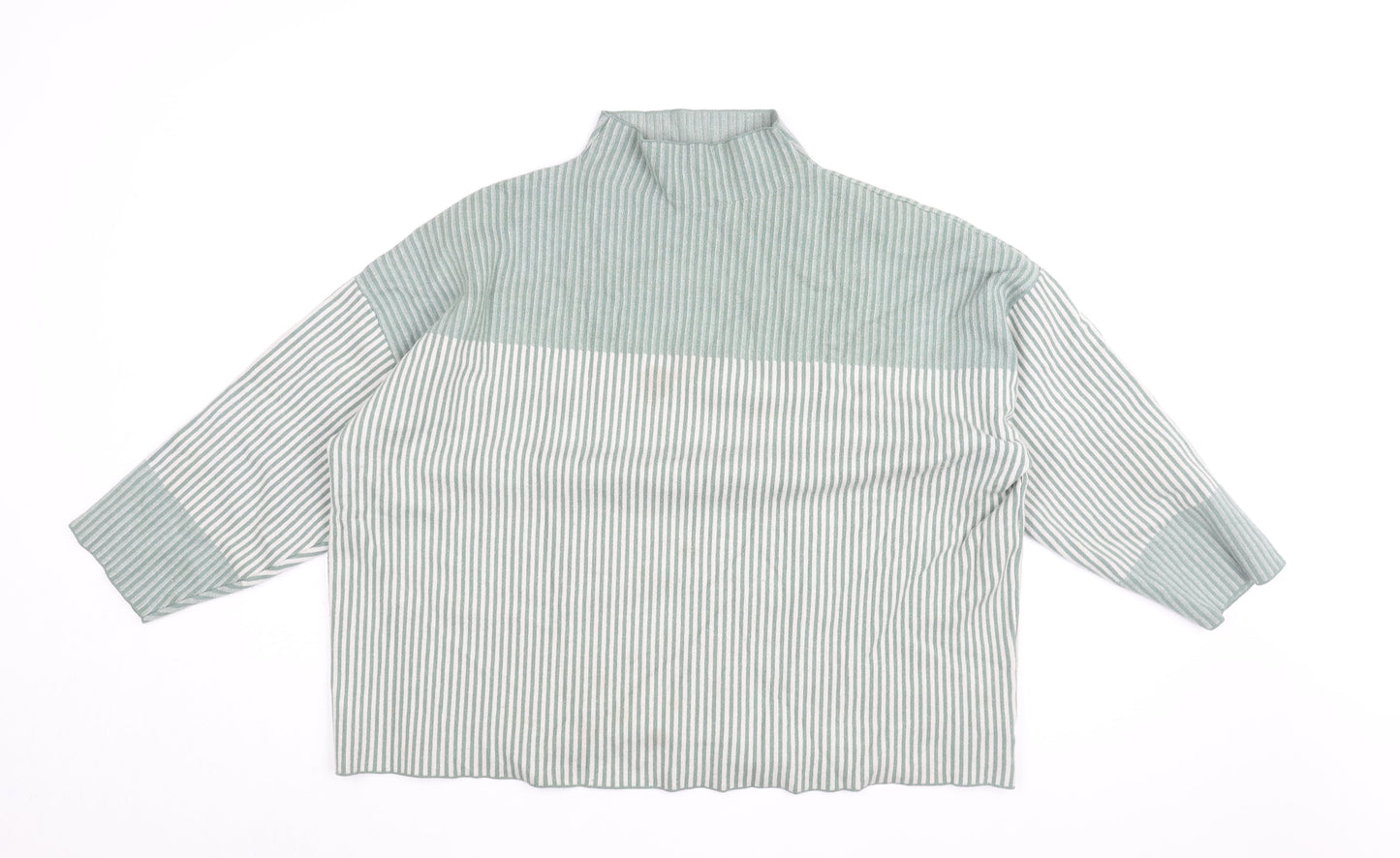 Rachel Zoe Women's Green Striped Pullover Jumper Size 26