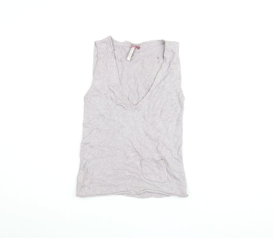 White Stuff Women's Grey Knit Tank Size 8 V-Neck