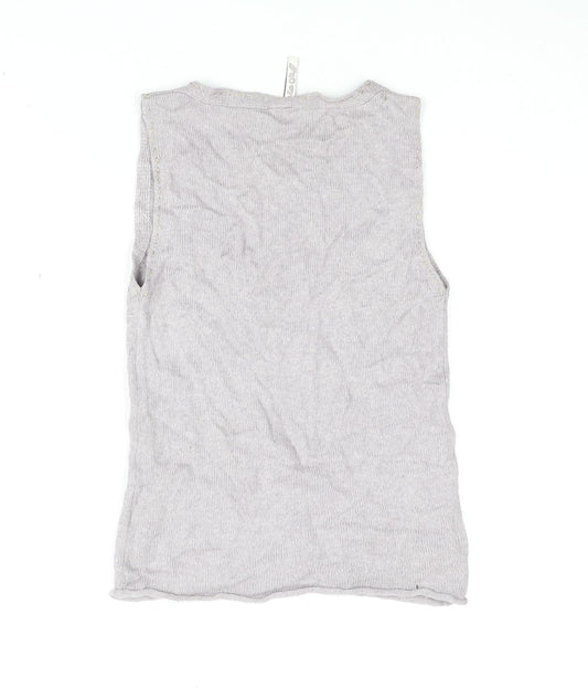 White Stuff Women's Grey Knit Tank Size 8 V-Neck