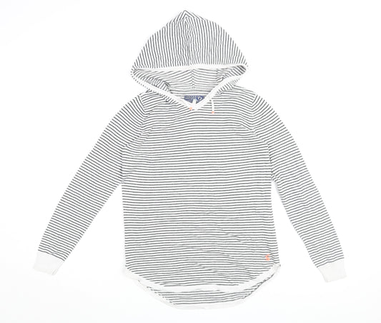 Joules Girls Striped Hoodie, White/Black, 11-12 Years, Pullover