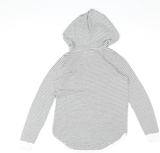 Joules Girls Striped Hoodie, White/Black, 11-12 Years, Pullover