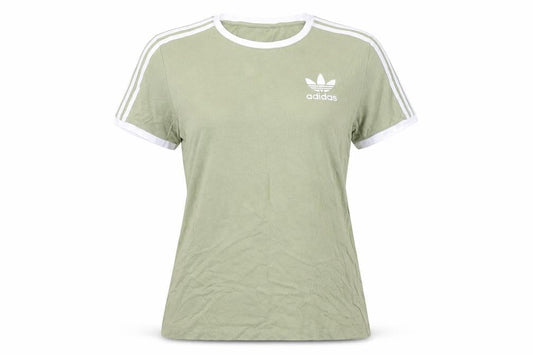 Womens UK Size 6 adidas Green Cotton T-Shirt
