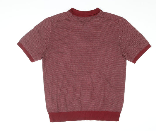 Pierre Cardin Men's Red Striped Polo L