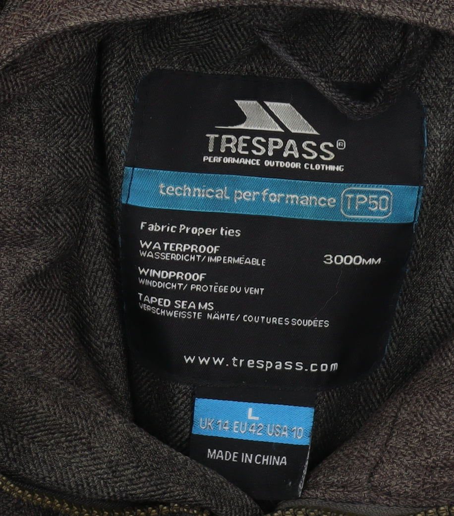 Trespass Women's Brown Parka Jacket Size L for Autumn