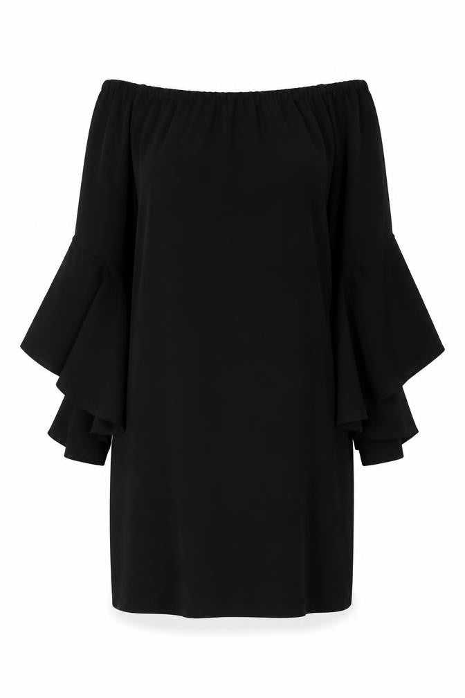 Front view of I Saw It First Women's Black Off-Shoulder Shift Dress, size 10