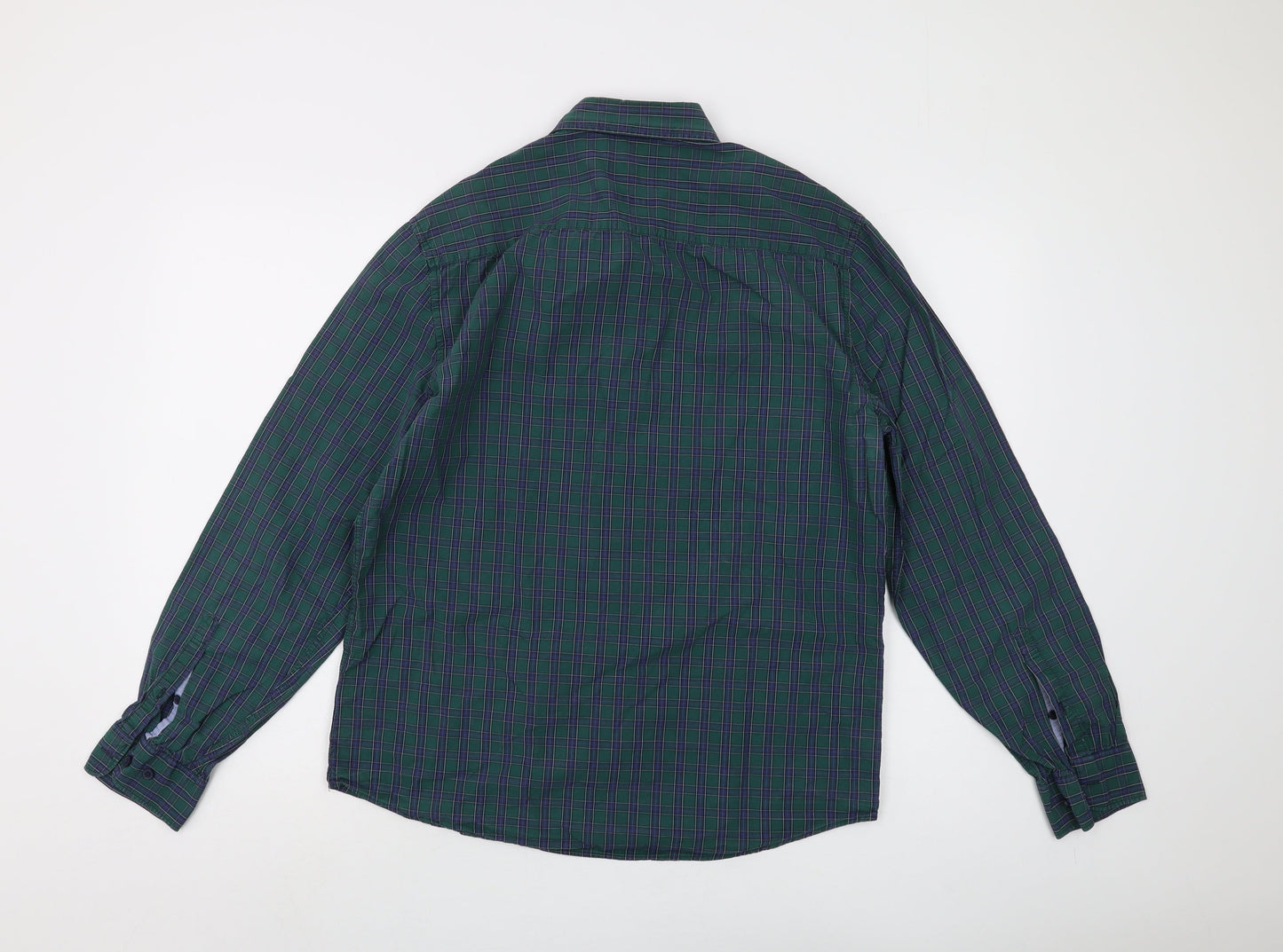 Marks and Spencer Men's Green Plaid Shirt M