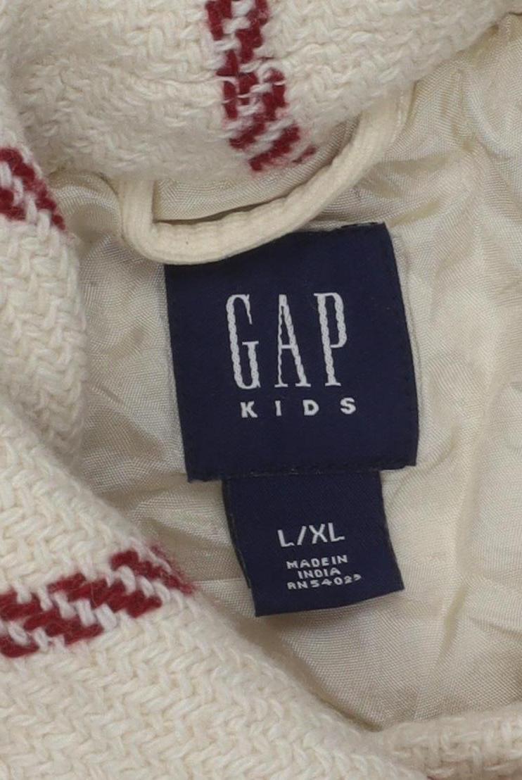Gap Girls' Ivory Checked Cape Lined Winter Cape
