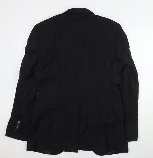 Zara Men's Black Blazer 40 Single-Breasted Wool Blend