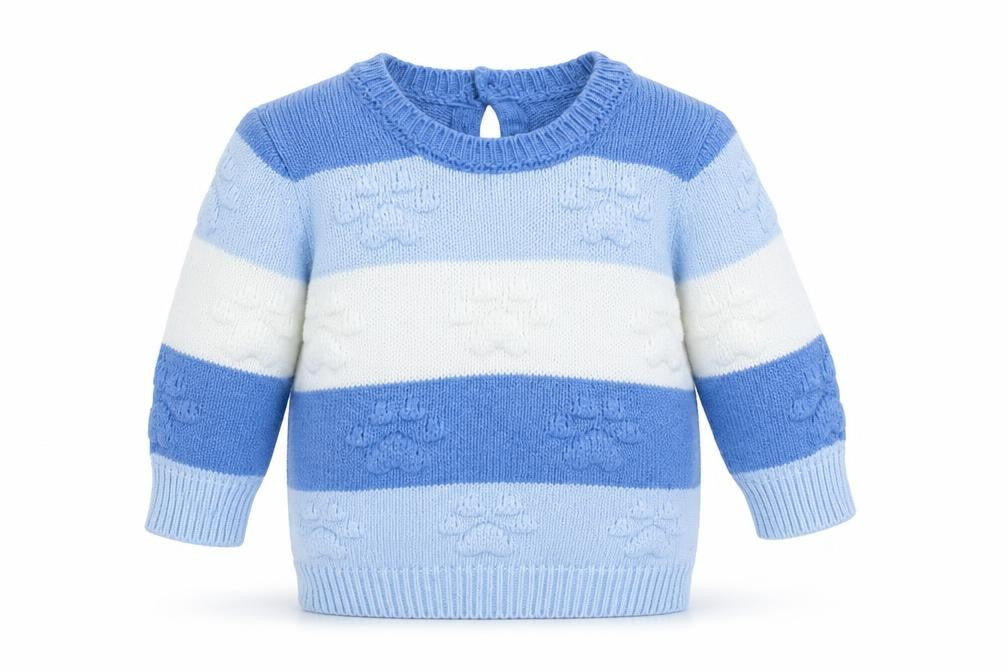 United Colors of Benetton Boys Blue Cable-Knit Jumper, 1-3 Months