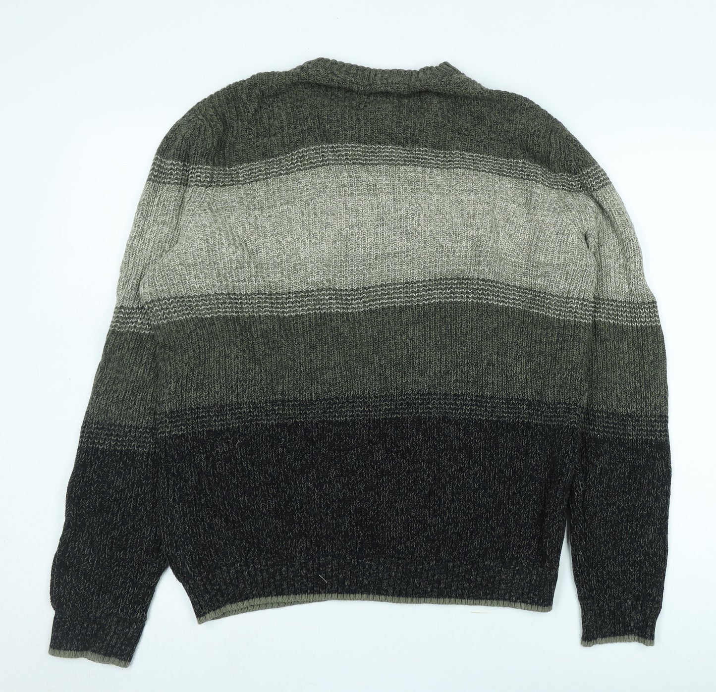 Jack & Jones Men's Green Striped Pullover Jumper M