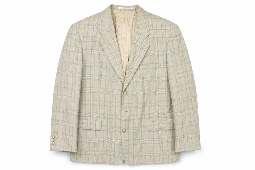 Marks and Spencer Men's Beige Check Blazer, Size 44L