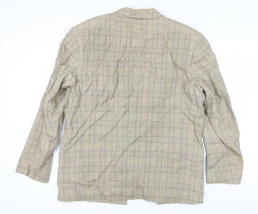 Marks and Spencer Men's Beige Check Blazer, Size 44L