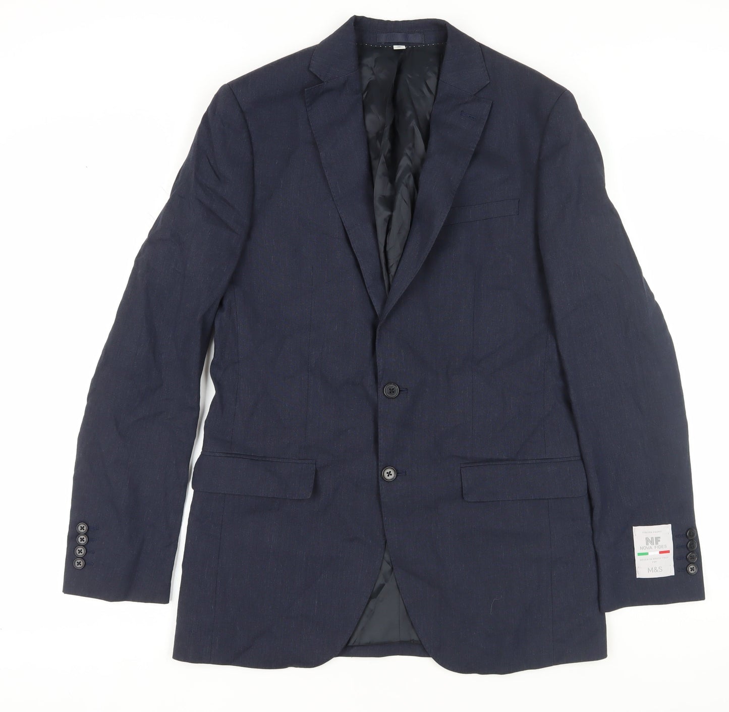 Marks and Spencer Men's Blue Blazer, 38, Long, Regular Fit