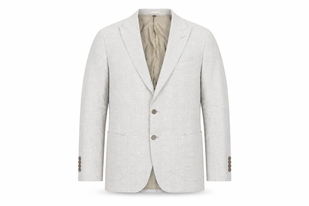Marks and Spencer Men Beige Check Blazer 42 Regular Fit