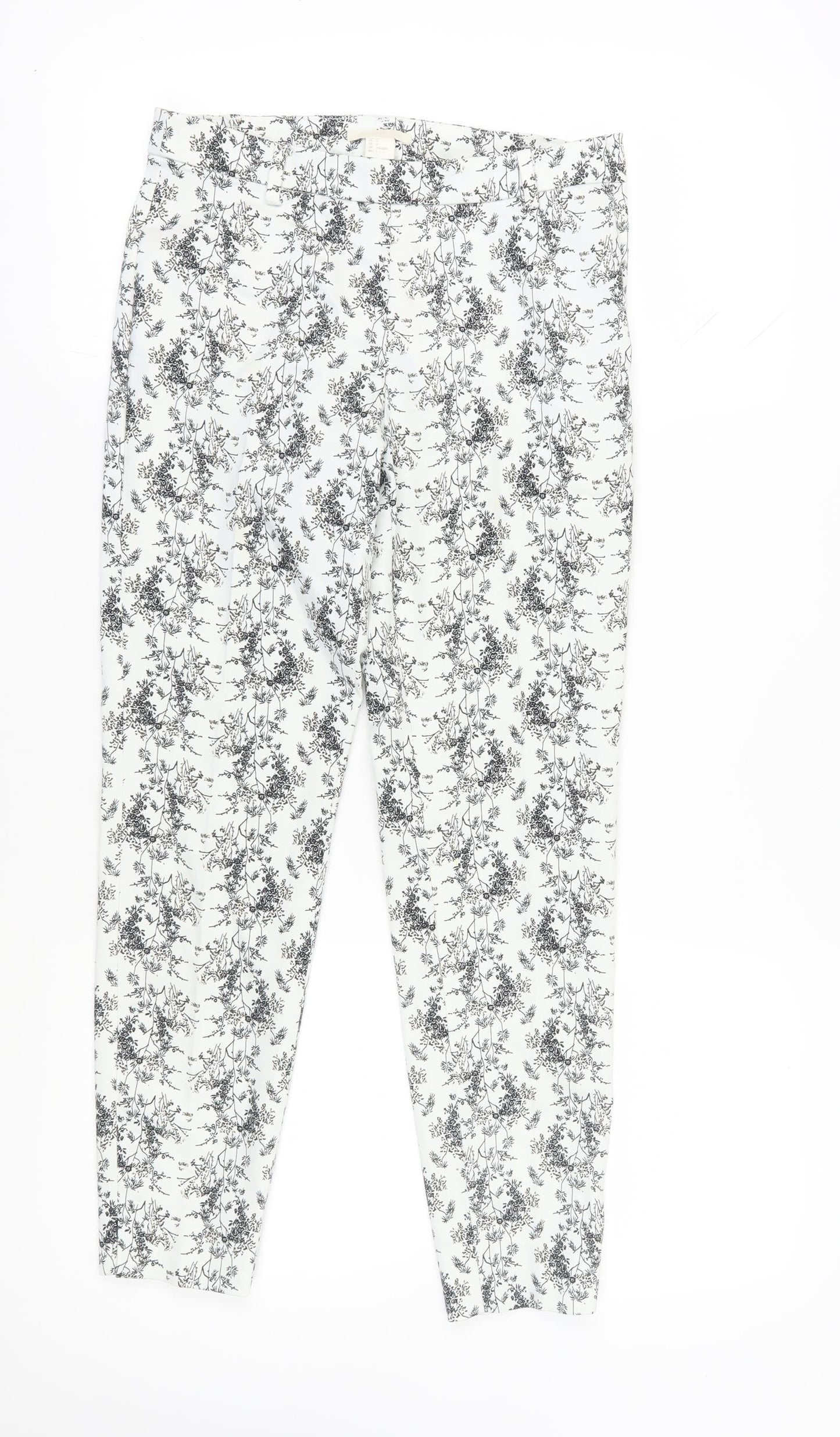 Floral Dress Pants, Women, Black & White, Size 8, Slim Fit