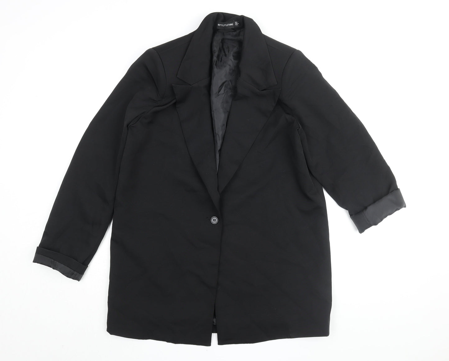 PrettyLittleThing Women's Black Long Coat Size 8