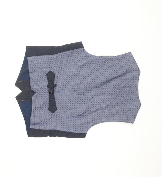 Mexx Men's Blue Check Suit Waistcoat Size 40