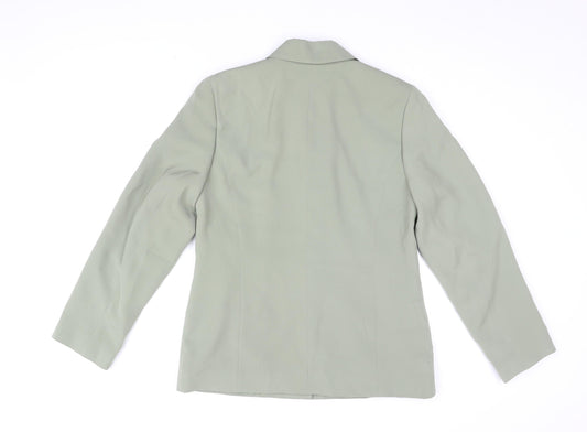 Fransa Women's Green Blazer, Size M, Two-Button Classic Fit