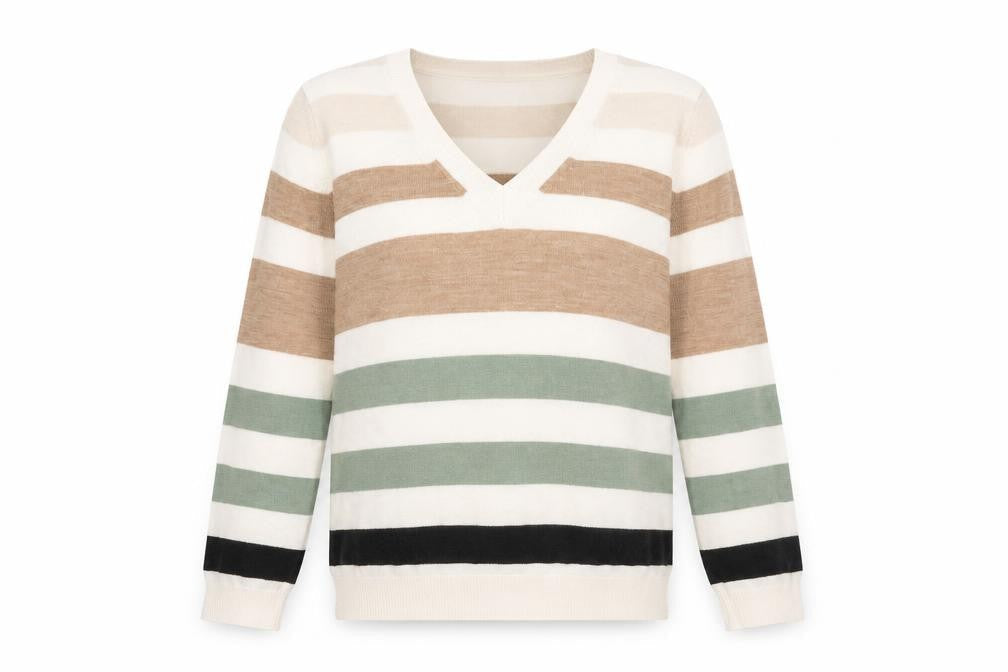 Marks and Spencer Women's Striped V-Neck Jumper
