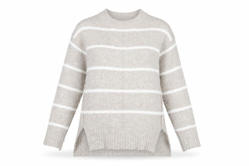 Marks and Spencer Women's Beige Striped Pullover S