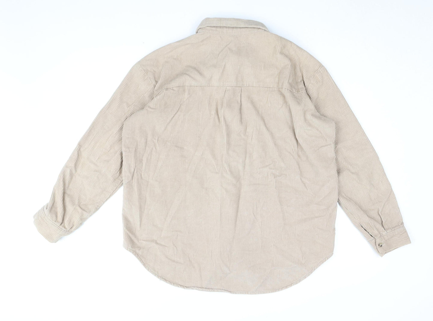 lefties Men's Beige Corduroy Button-Up Shirt Size M