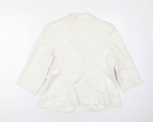 Tina Taylor Women's Ivory Linen Blazer 3/4 Sleeve UK 14
