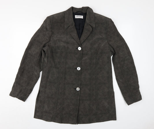 Olsen Women's Brown Animal Print Silk Blazer Size 12