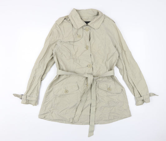 Calvin Klein Women Beige Trench Coat Size S Casual Stylish