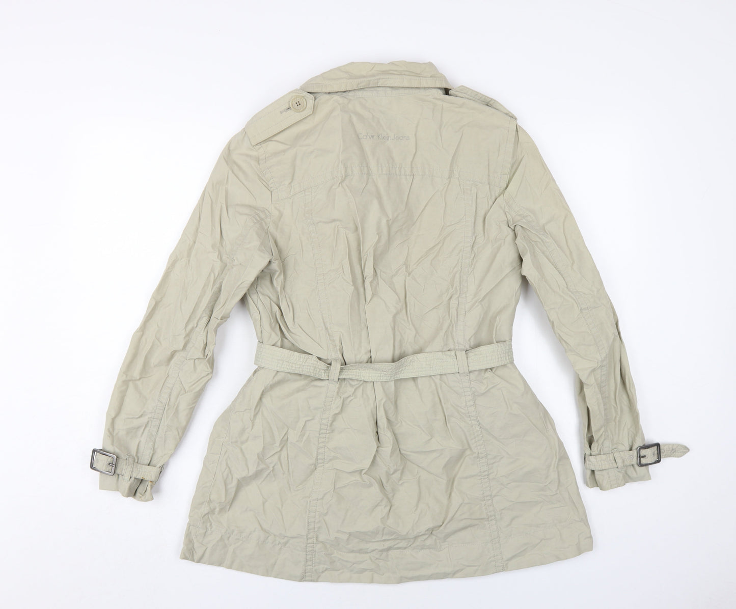 Calvin Klein Women Beige Trench Coat Size S Casual Stylish